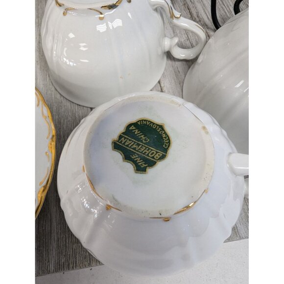Vintage BOHEMIAN Fine China Set of 3 Mugs Saucers Czechoslovakia BOH53 - Picture 5 of 7